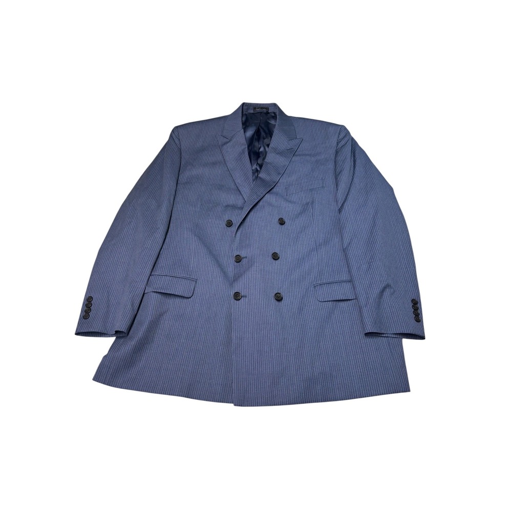 Lauren Ralph‎ Lauren Mens 48L Blue Pinstripe 100% Wool Double Breasted Blazer